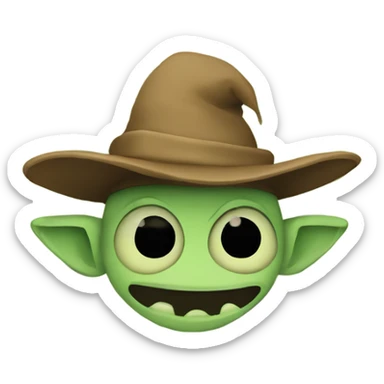 Shy Goblin wearing hat and his eyes are hidden under the hat sticker