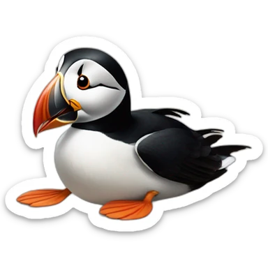 puffin rolling on the floor laughing sticker
