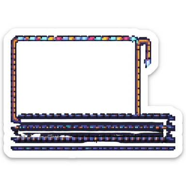 pixel art style construction sign with animated lights or moving stripes, interactive vibe sticker