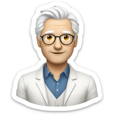therapist, handsome swiss man with white hair, looking like nietzhce and freud sticker