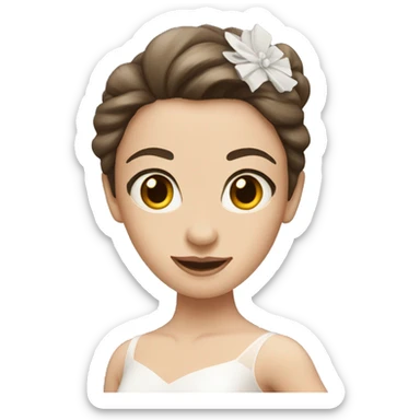 Brunette, white ballerina sticker
