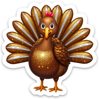 Brown glitter turkey sticker