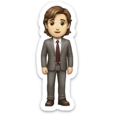 business hero brown hair white skin full body sticker