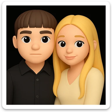 Make the skin color of both people the same light tone, keeping the 3D emoji style and all other details unchanged. The style should resemble Microsoft style 3D fluent emojis with all original details preserved. sticker