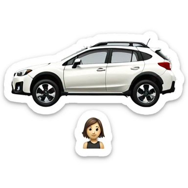 white Subaru XV with a girl inside sticker