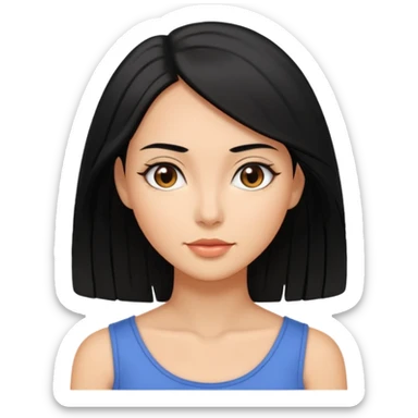 Mujer pelo en hombros liso negro piel morena clara  sticker