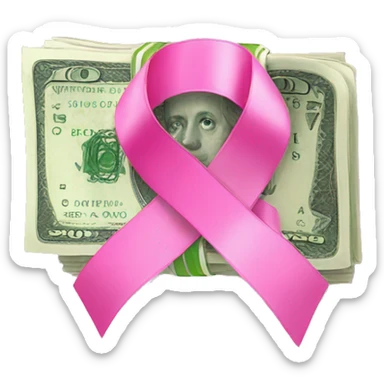 stack of money with pink ribbon  sticker