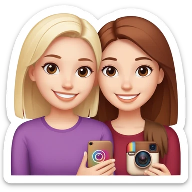 Best friends forever with Instagram logo, hashtag BFF, social media icons sticker