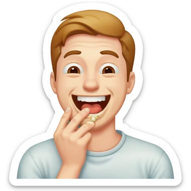 A man choking himself laughing  sticker