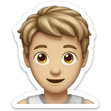 White boy with brown Eyes waving hi sticker