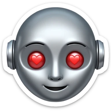 a happy robot face with heart eyes sticker