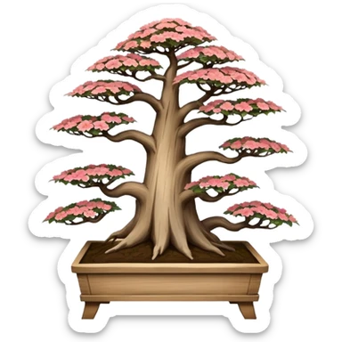 Wide Three tiered bonsai planters stand, shelving nine maple specimens and several smaller azaleas, frame made of oaken palette wood  sticker