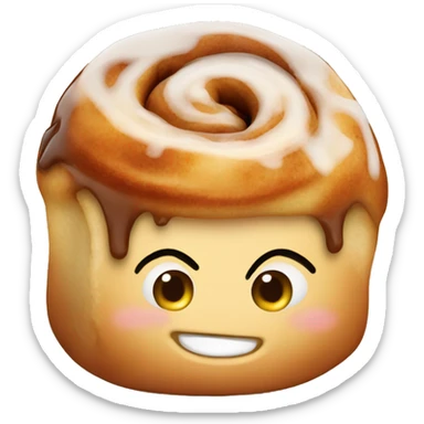 one cinnamon roll with glaze sticker