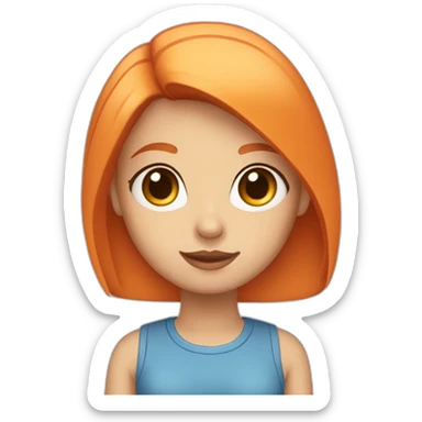 Blonde girl Blue eyes with bob hair and with Orange hair hold a cat sticker