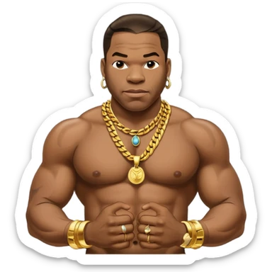 Busta Rhymes shirtless with necklaces sticker
