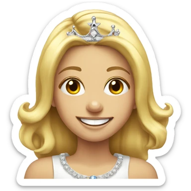 smiling blonde girl portrait wearing crown sticker