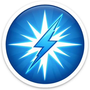 A glowing blue Smite 2 lightning bolt inside a crosshair. sticker
