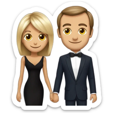 Brigitte Macron ans Emanuel Macron qui font du surf sticker