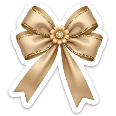beige flower bow with glitter sticker