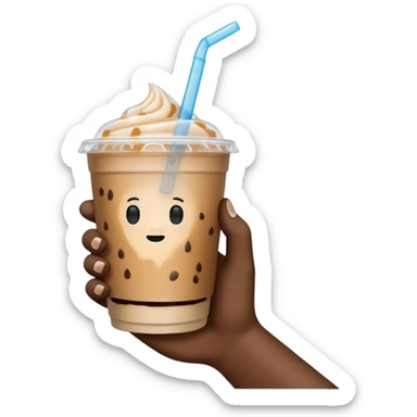a white hand holding an iced coffee but just the hand and the cup, no faces sticker