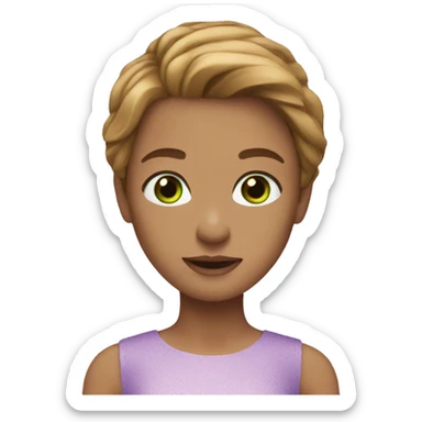 golden brown straight hair, green eyes, lilac dress sticker