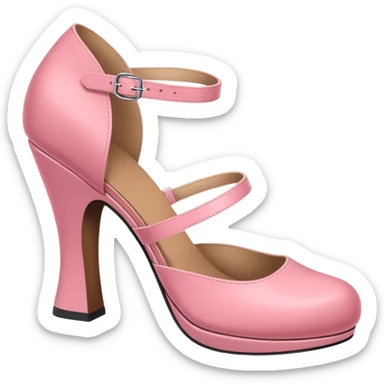 Has a rounded toe and a strap across the instep — one pink pair resembles this style. sticker