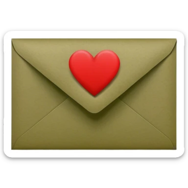 olive color envelope with heart stamp sticker