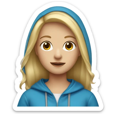 Blonde hair girl in blue hoodie sticker