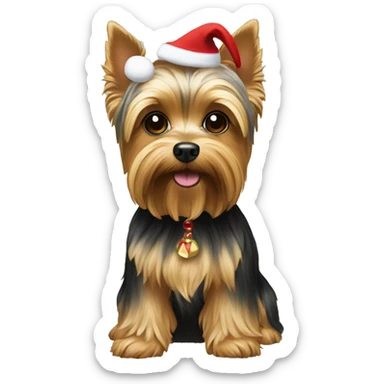 Yorkie dog Christmas  sticker