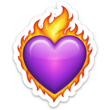 Um coração roxo pegando fogo sticker