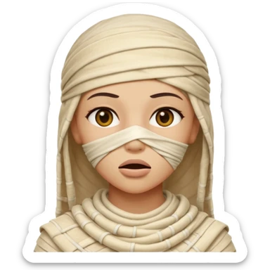 The mummy girl with her mouth closed sticker