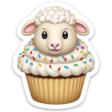 Sheep popping in the cupcake sticker