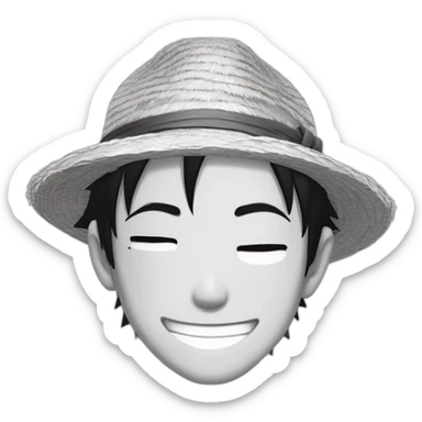 Luffy with his straw hat and his scar at the bottom of the right eye smiling with closed eyes in the Eiichirō Oda’s style sticker