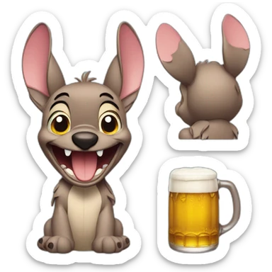 Stitch Disney buvant une bière sticker