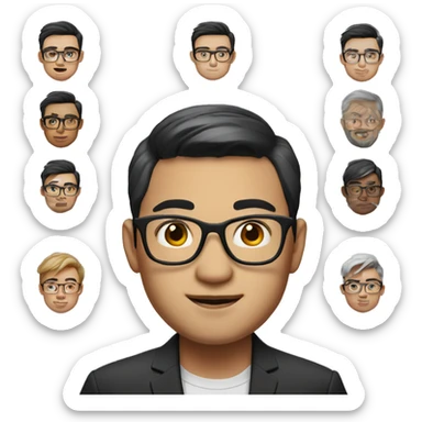 memoji, portrait, asian, glasses guy, 25 years old, ceo sticker