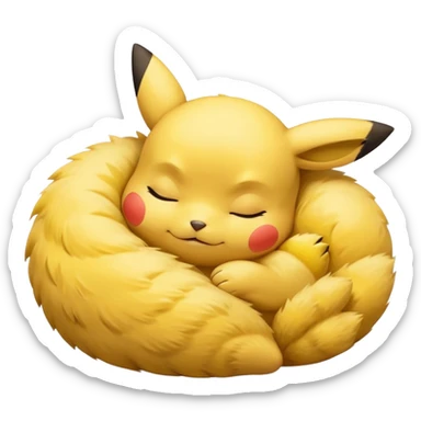 cute Pikachu Pokémon sleeping curled up with a peaceful expression sticker