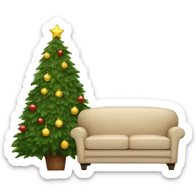 beige sofa and christmas tree sticker