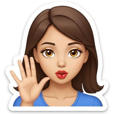 Light skin brunette with light brown eyes blowing a kiss  sticker