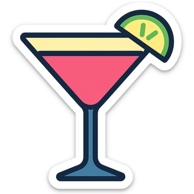 cosmopolitan cocktail in a martini glass, vibrant color sticker