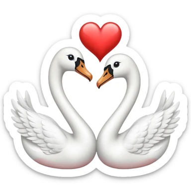 Dos cisnes  formando un corazón con sus cuellos  sticker