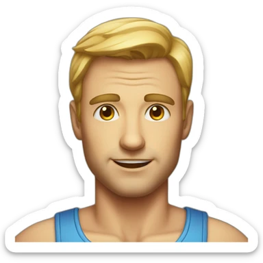 A handsome man wit five eye sticker