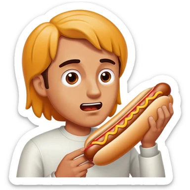 Guy getting slapped in face with hotdog sticker