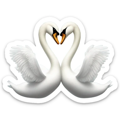 White swans making heart sticker