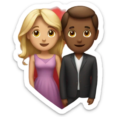 A couple surrounded by a heart  sticker