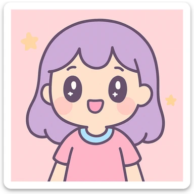 a girl in a cute cartoon style sticker