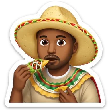 Kanye west eating a mexicain tacos sticker