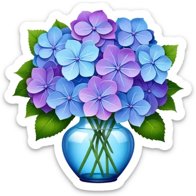 A beautiful bouquet of purple and blue hydrangea flowers sticker