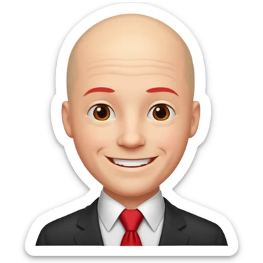 bald with red necktie sticker