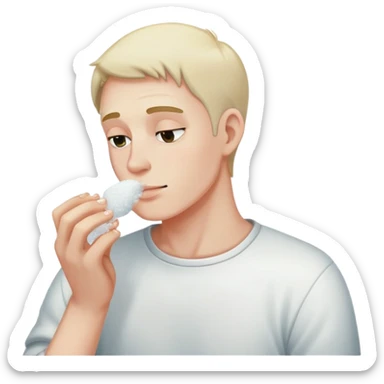 Man smelling salt sticker