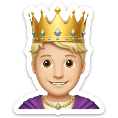 middle age white prince  with crown,  sticker